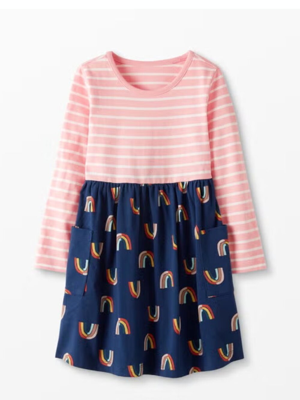 Hanna Andersson Girls Mixie Long Sleeve Rainbow Dress 8